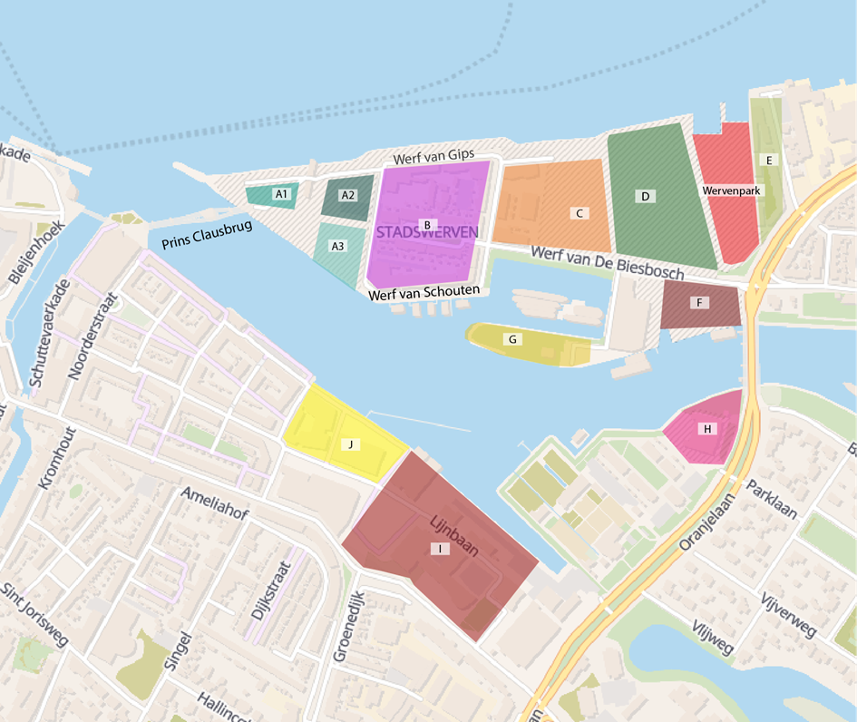 Stadswerven deelgebieden