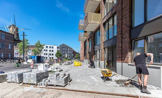 werk in uitvoering in het openbaar gebied. 